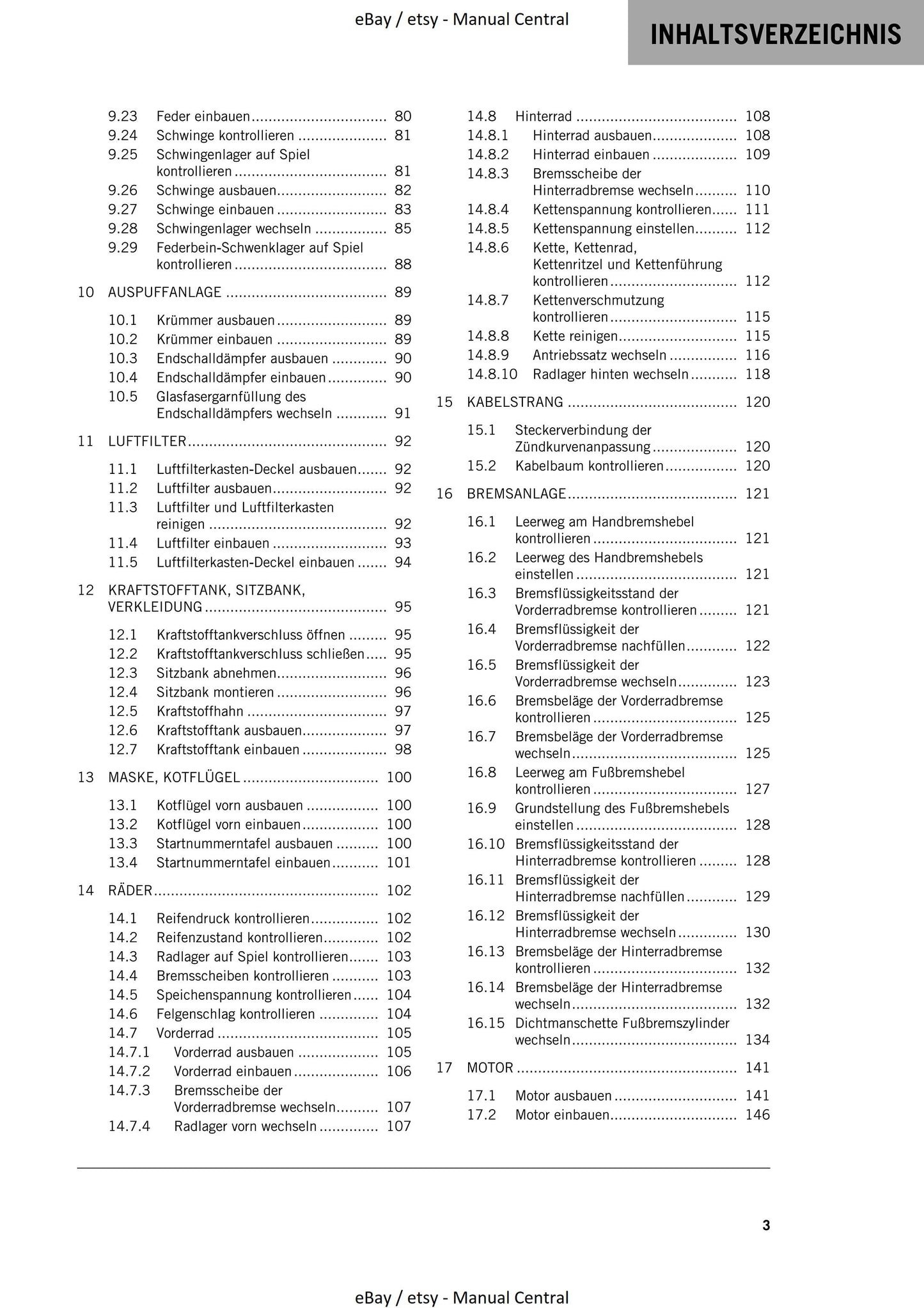 German Language - KTM 2023 - 85 Sx 19/16 17/14 - Reparaturanleitung - Service Workshop Repair Manual