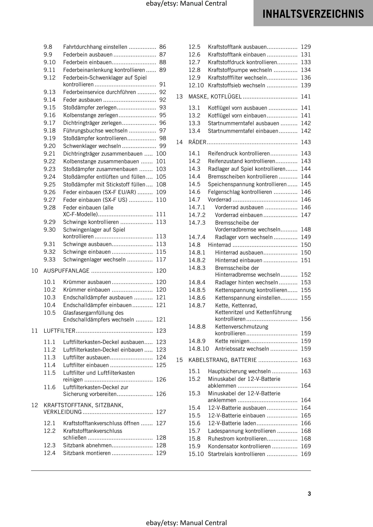 PDF - German Language - KTM 2023 - 350 Sx-f Xc-f Factory Edition - Reparaturanleitung - Service Workshop Repair Manual