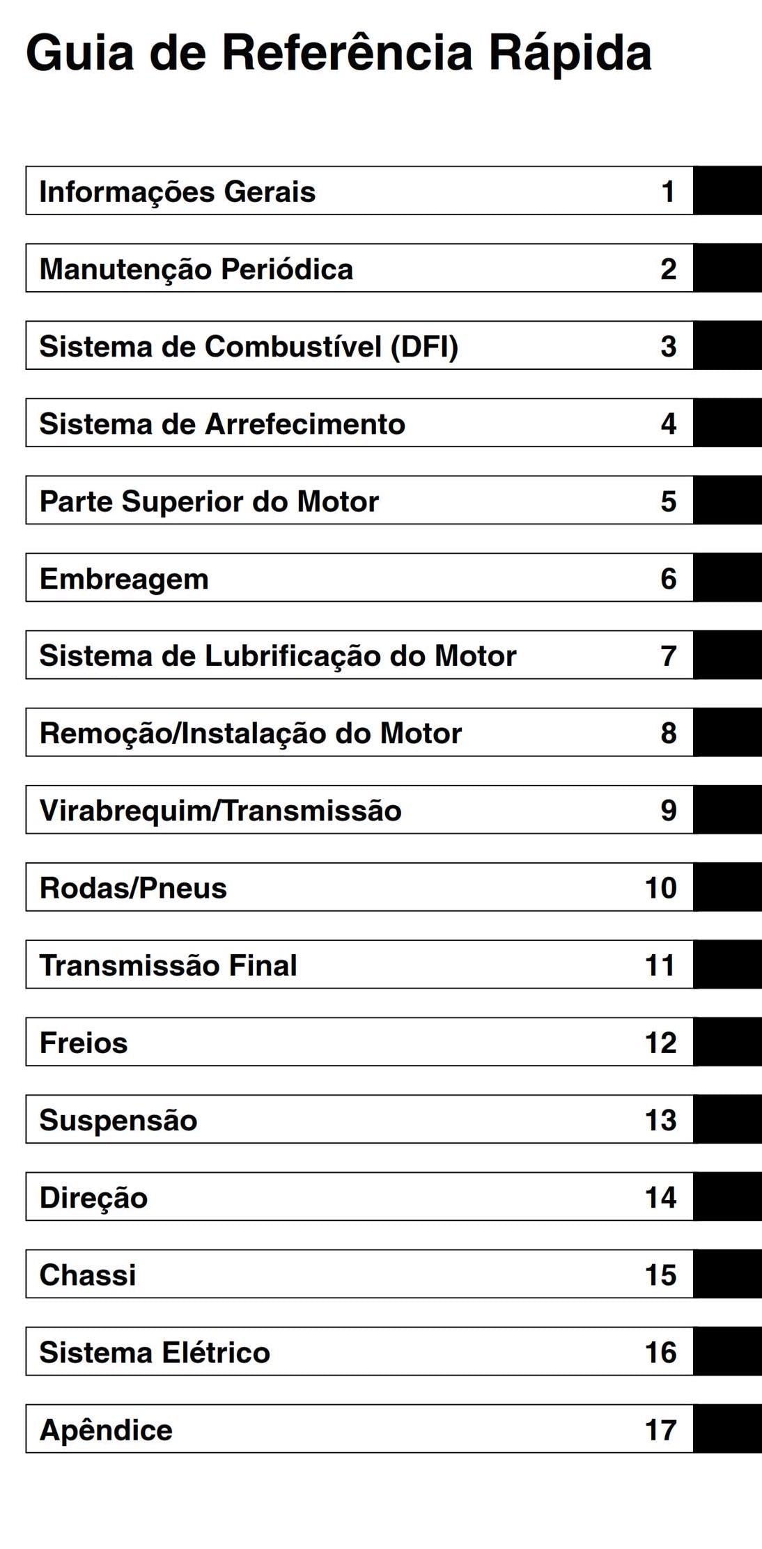 Portugese Language - Kawasaki Ninja ZX-6R - 2009 to 2012 - Manual de Servicos - ZX600R9 ZX600RA ZX600RB ZX600RC
