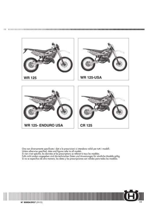 Husqvarna 2004 -CR WR 125 - Service Workshop Repair Manual