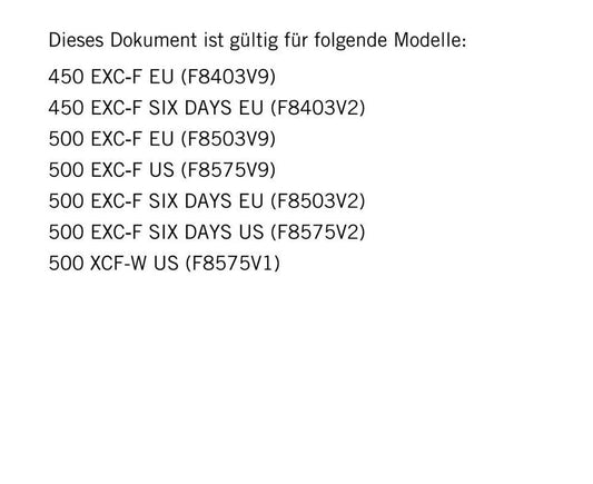 German Language - KTM 2022 - 450 500 Exc-f Six Days Xcf-w - Reparaturanleitung