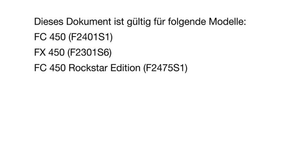 German Language - Husqvarna 2019 - Fc Fx 450 Rockstar - Reparaturanleitung