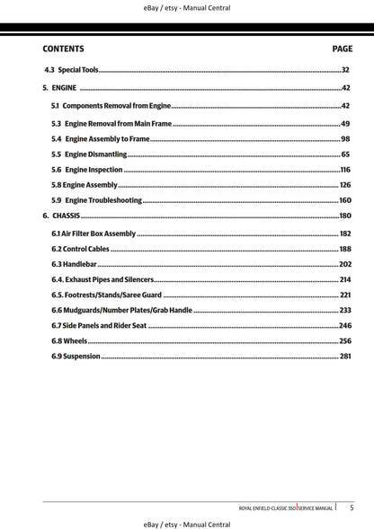 Royal Enfield - Classic 350 J Platform - Euro V -  Service Workshop Repair Manual 2021 Edition