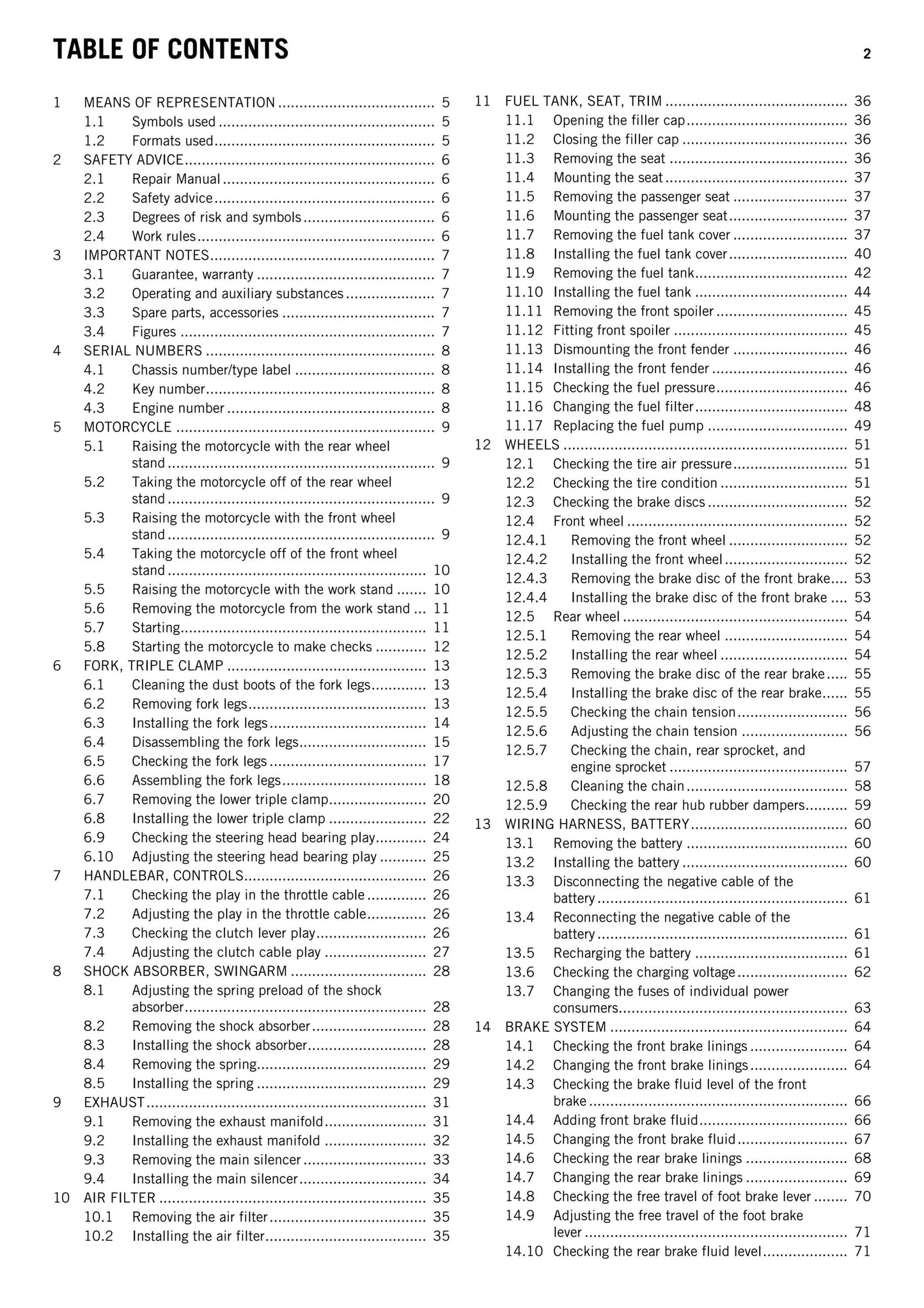KTM 2011 - 125 Duke EU DE - Service Workshop Repair Manual
