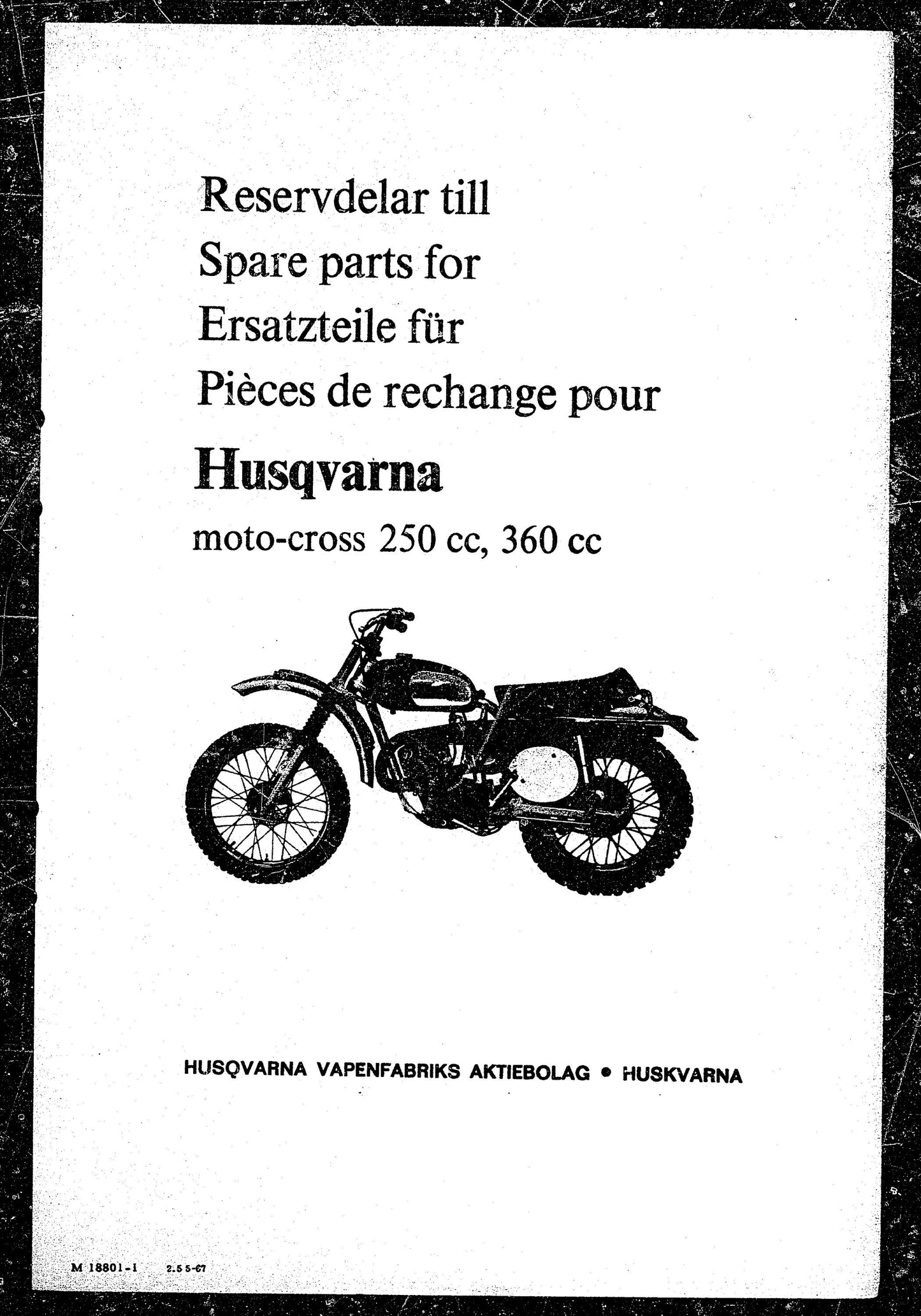 Husqvarna 1966 1967 Motocross 250 - 1967 Motocross 360 - Parts Manual