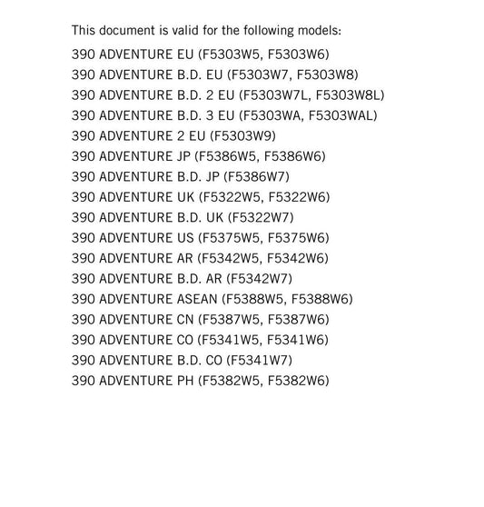 KTM 2023 - 390 Adventure - Service Workshop Repair Manual