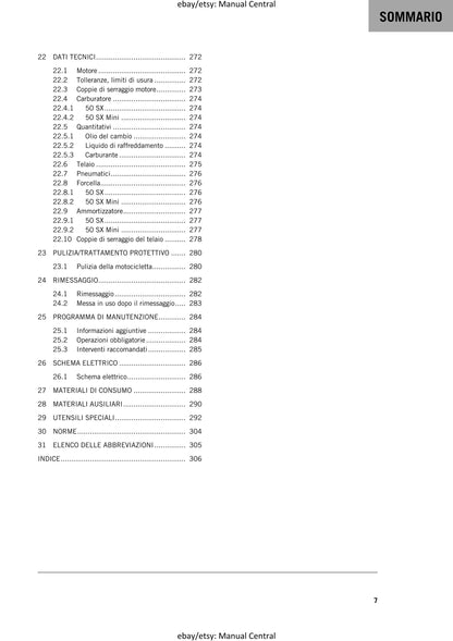 PDF - Italian Language - KTM 2019 - 50 SX & Mini - Manuale Di Riparazione