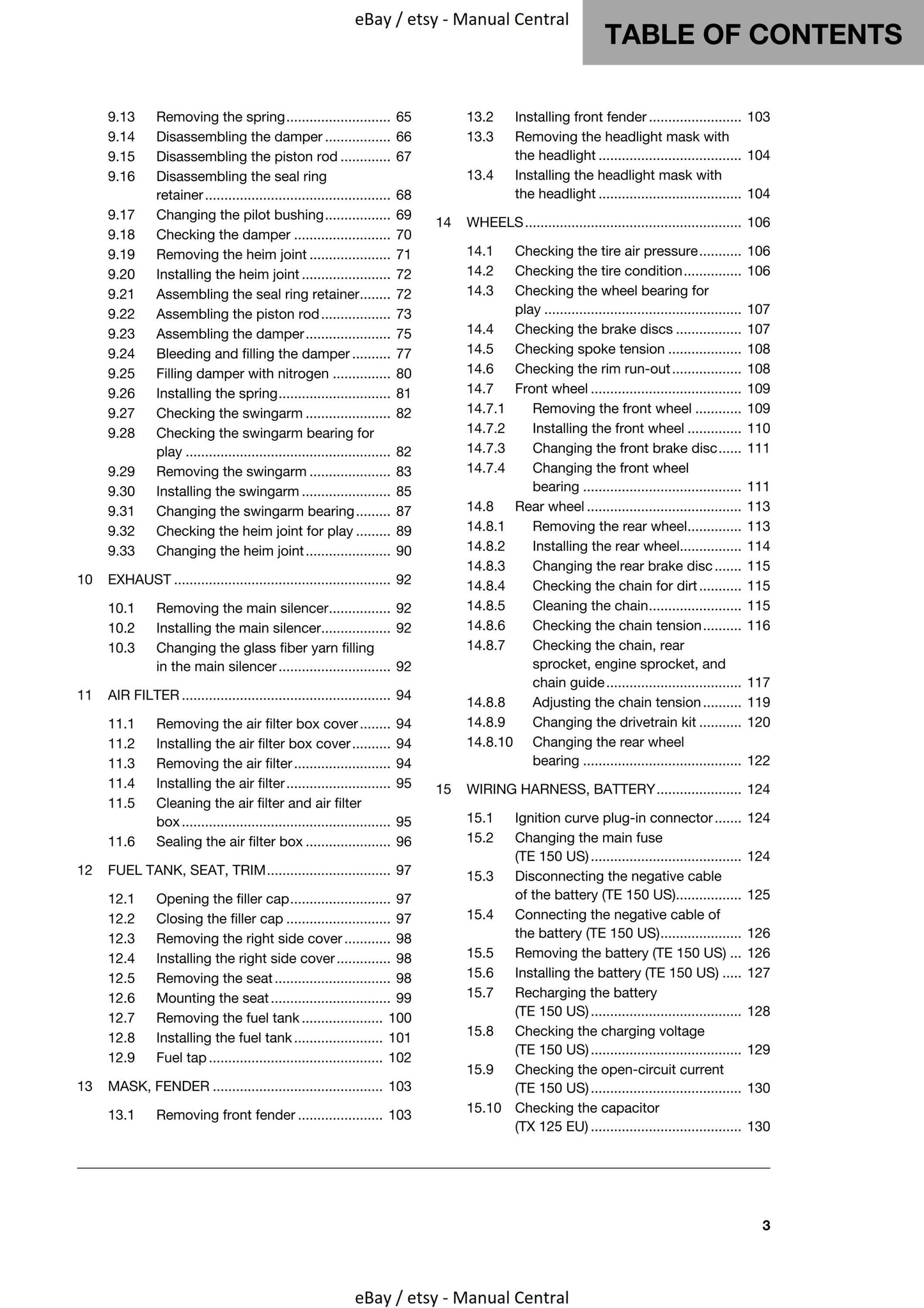 Husqvarna 2019 - TX 125 TE 150 - Workshop Service Repair Manual
