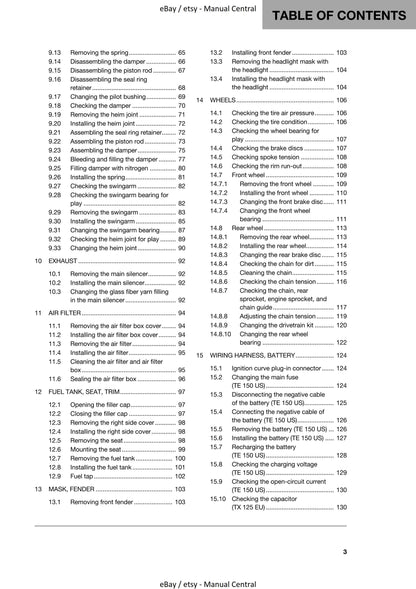 Husqvarna 2019 - TX 125 TE 150 - Workshop Service Repair Manual