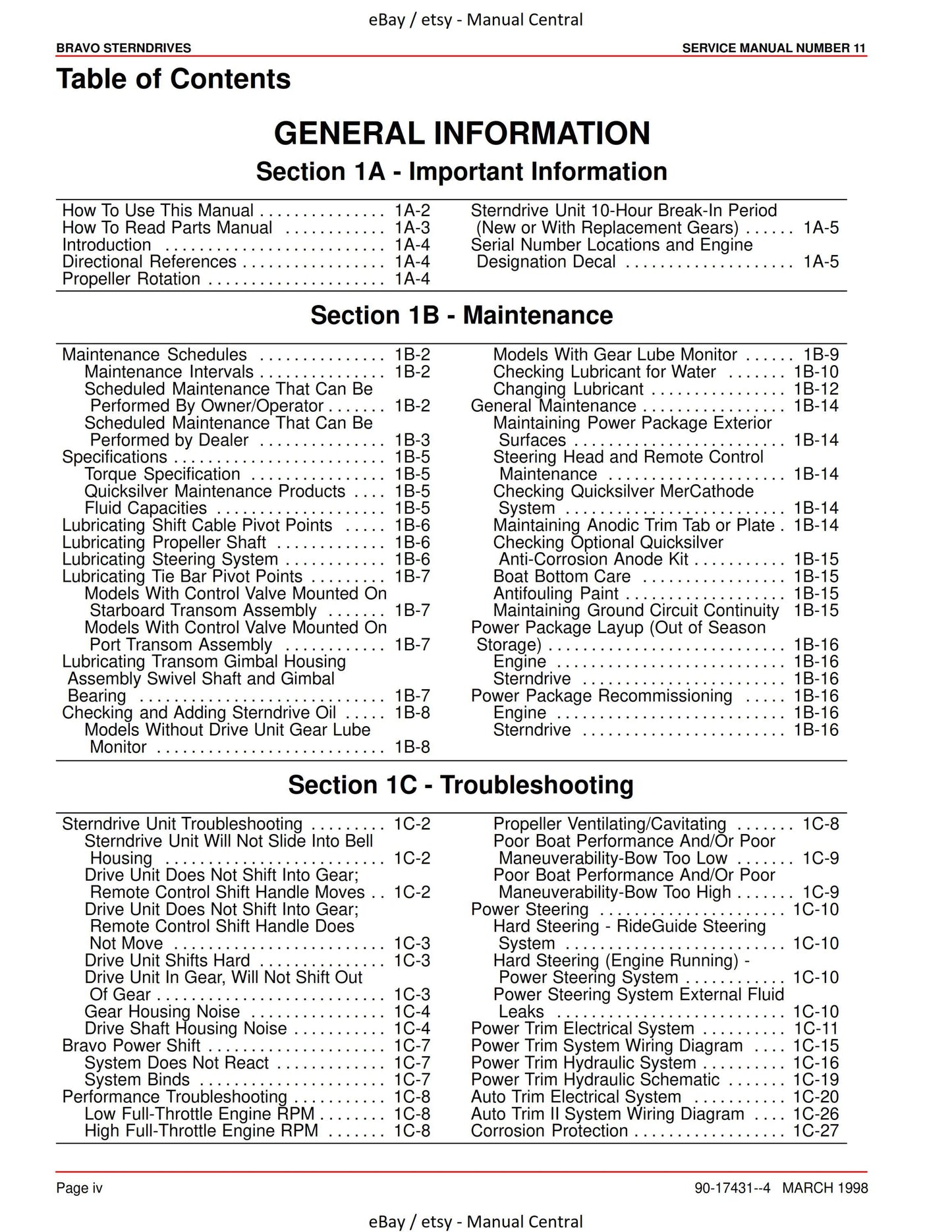 Mercury Mercruiser Service Manual 11 - Bravo Sterndrives