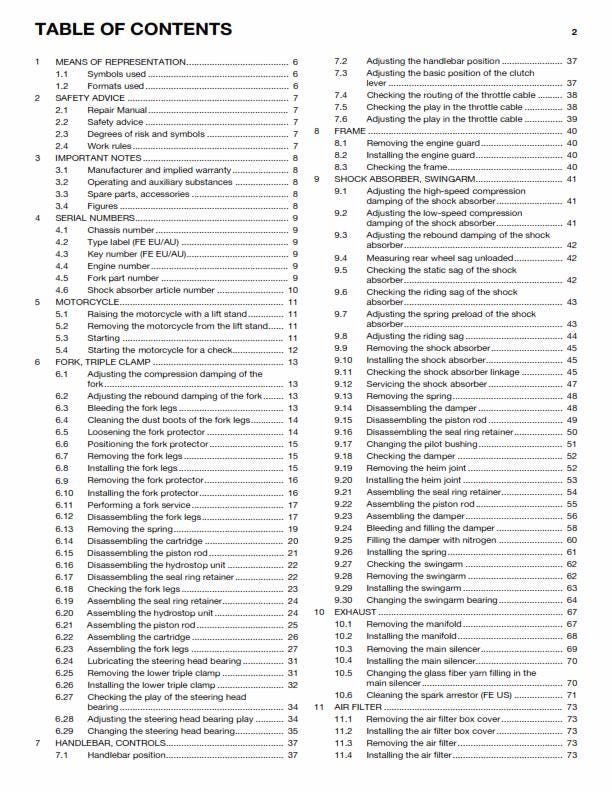 Husqvarna 2015 - FE 250 - Service Workshop Repair Manual