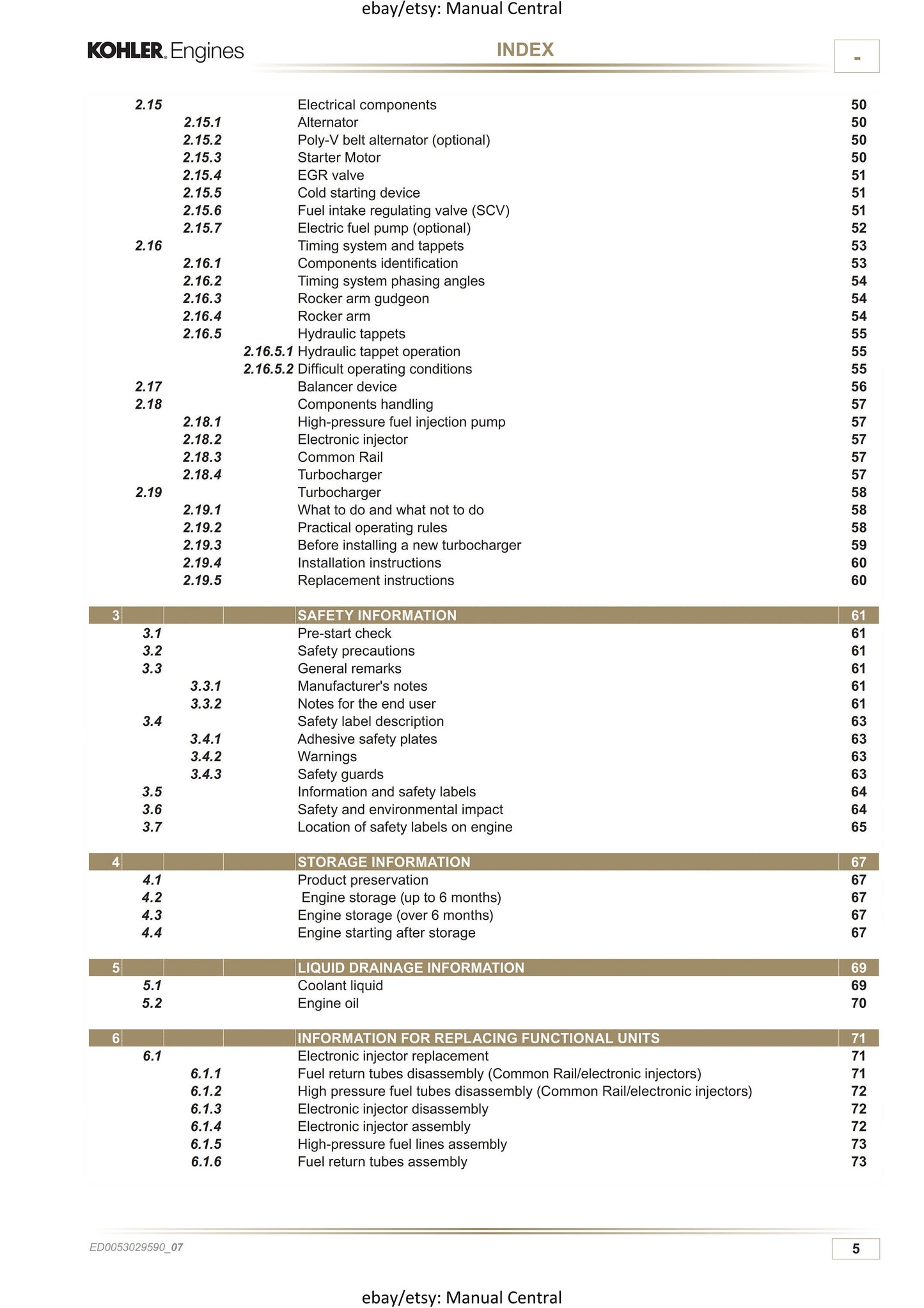 Kohler Diesel - KDI 1903 2504 TCR - Workshop Service Repair Manual