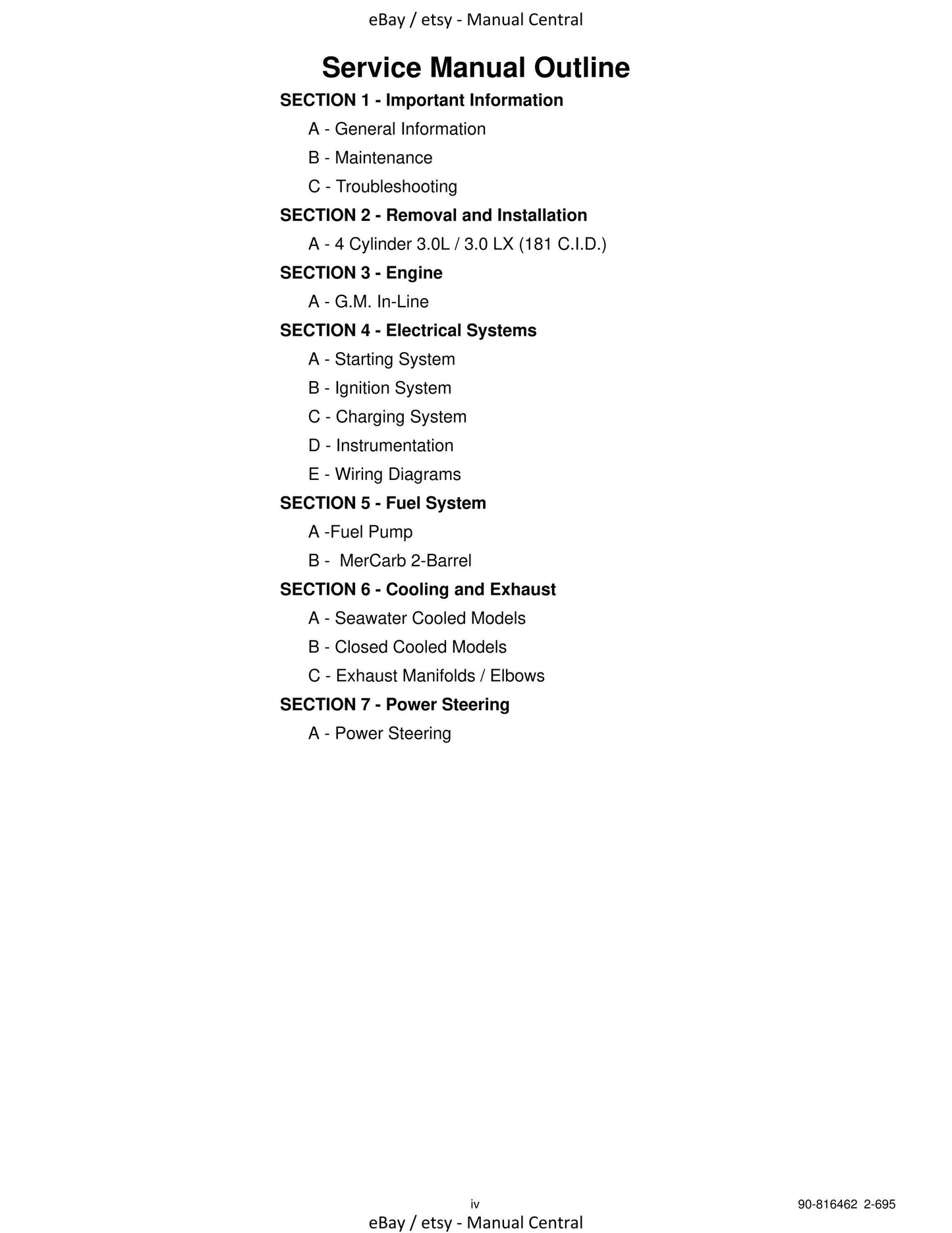 Mercury Mercruiser Service Manual 13 - Marine Engines - GM 4 Cylinder