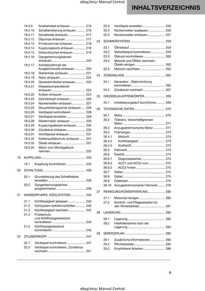 German Language - Husqvarna 2022 - Svartpilen 125- Reparaturanleitung