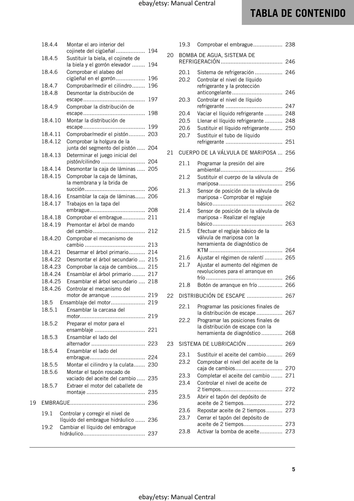Spanish Language - KTM 2024 - 250 300 Exc Six Days Xc-w Hardenduro - Manual de Reparacion