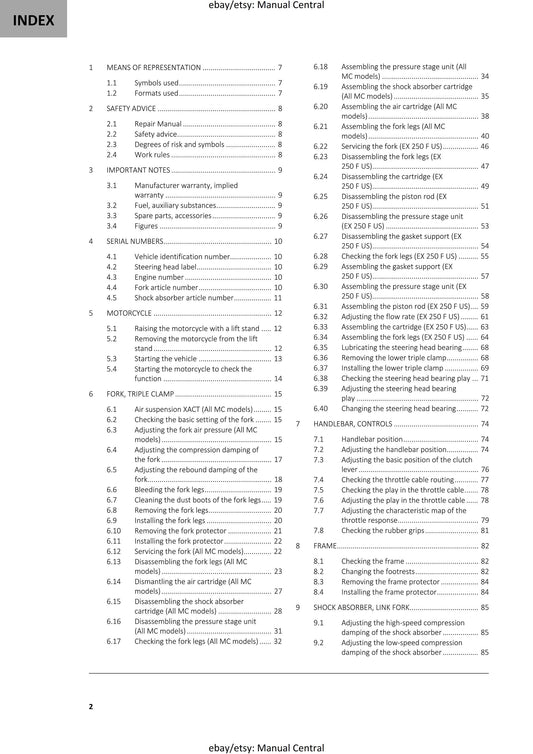 GasGas 2024 - MC 250F EX 250F - Service Workshop Repair Manual