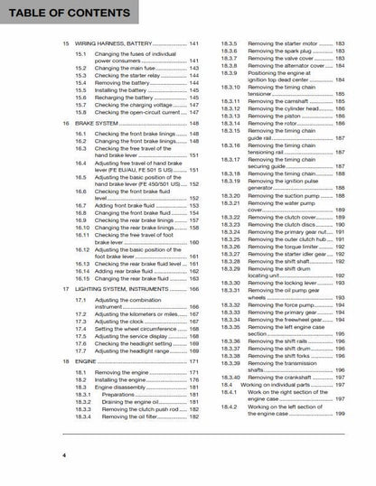 Husqvarna 2016 - FE 450 501 S - Service Workshop Repair Manual