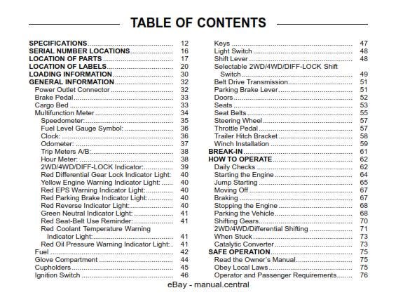 Kawasaki TERYX4 Recreation Utility Vehicle - Owners Manual - KRT800AE KRT800BE KRT800CE KRT800DE