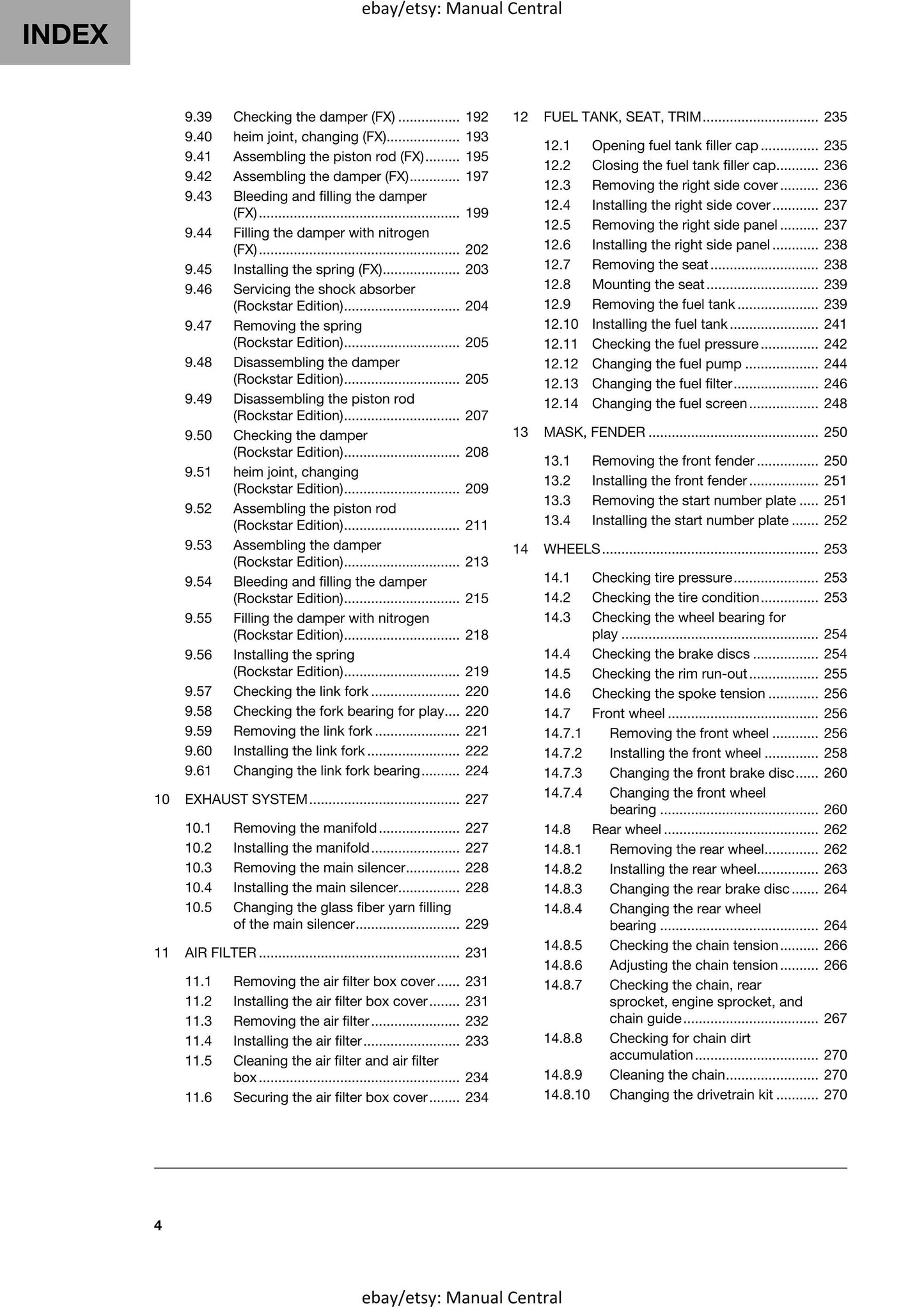 Husqvarna 2024 - FC FX 450 Rockstar Edition - Service Workshop Repair Manual