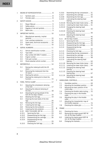 KTM 2020 - 350 Exc-f Six Days Xcf-w- Service Workshop Repair Manual