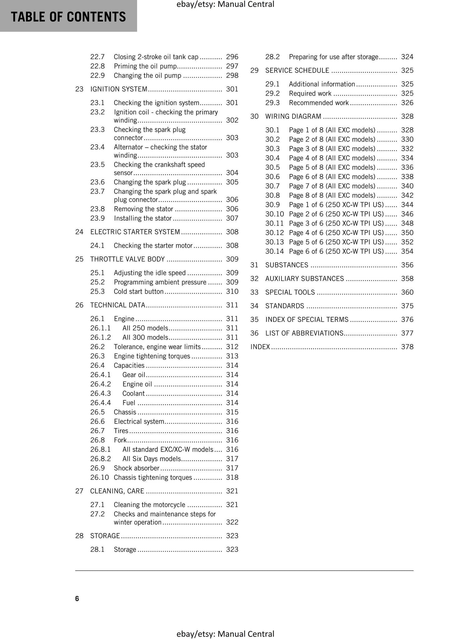 KTM 2018 - 250 300 Exc Six Days Xc-w Tpi - Service Workshop Repair Manual