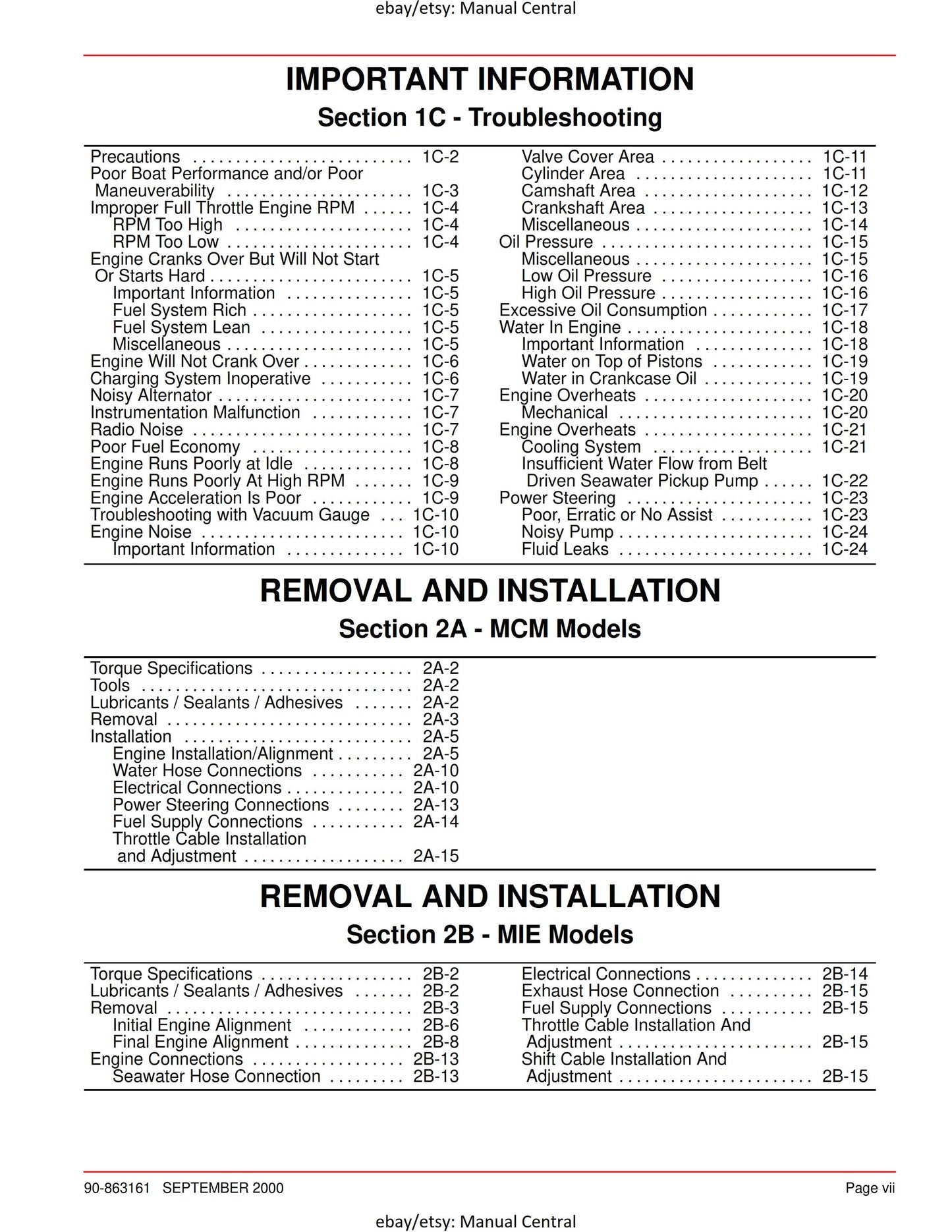 Mercury Mercruiser Service Manual 30 - 496 CID 8.1L Gasoline Engine