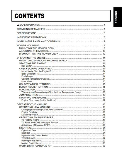 Kubota - ZD221 Zero Turn Mower Operator Manual