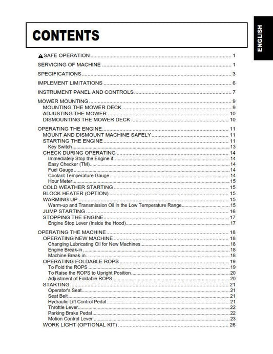 Kubota - ZD221 Zero Turn Mower Operator Manual