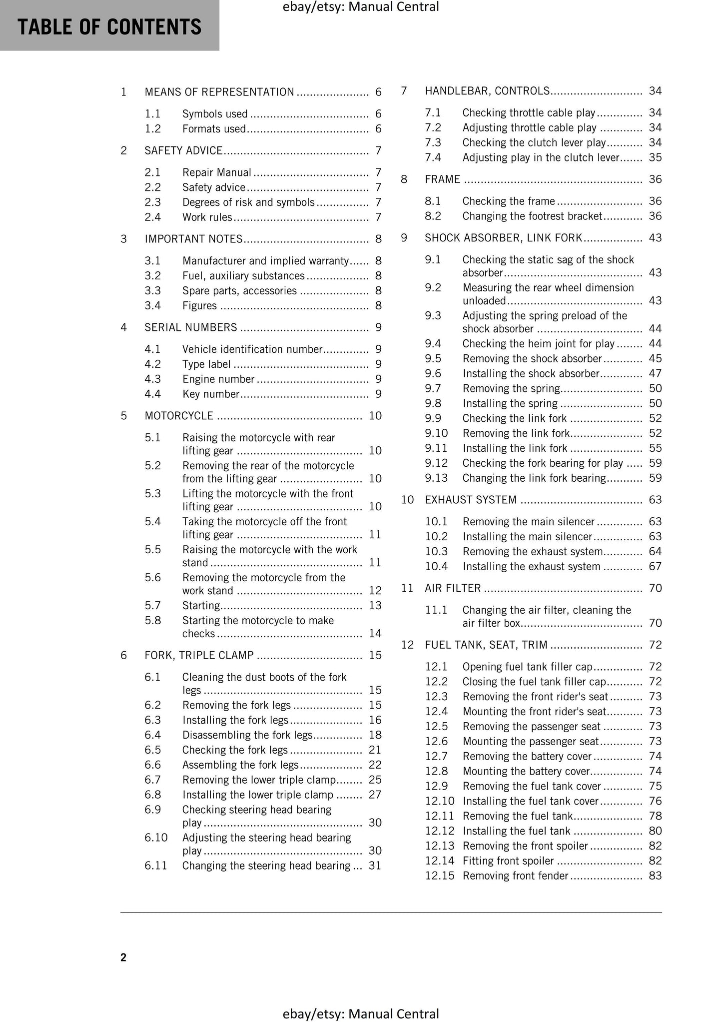 KTM 2019 - RC 125 - Service Workshop Repair Manual