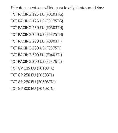 Spanish Language - Gasgas 2020 - TXT Racing Gp 125 250 280 300  - Manual de Reparacion