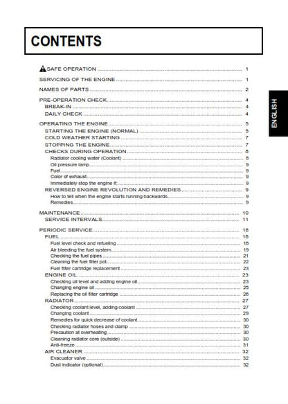 Kubota - Operator Manual - D1105-E3BG V1505-E3BG D1503-M-E3 D1703-M-E3 V2003-M-E3 V2203-M-E3 D1803-M-DI-E3 V2403-M-DI-E3 V3600-E3 V3600-T-E3