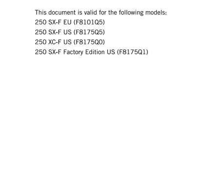 KTM 2017 - 250 XC-F SX-F Factory Edition - Service Workshop Repair Manual