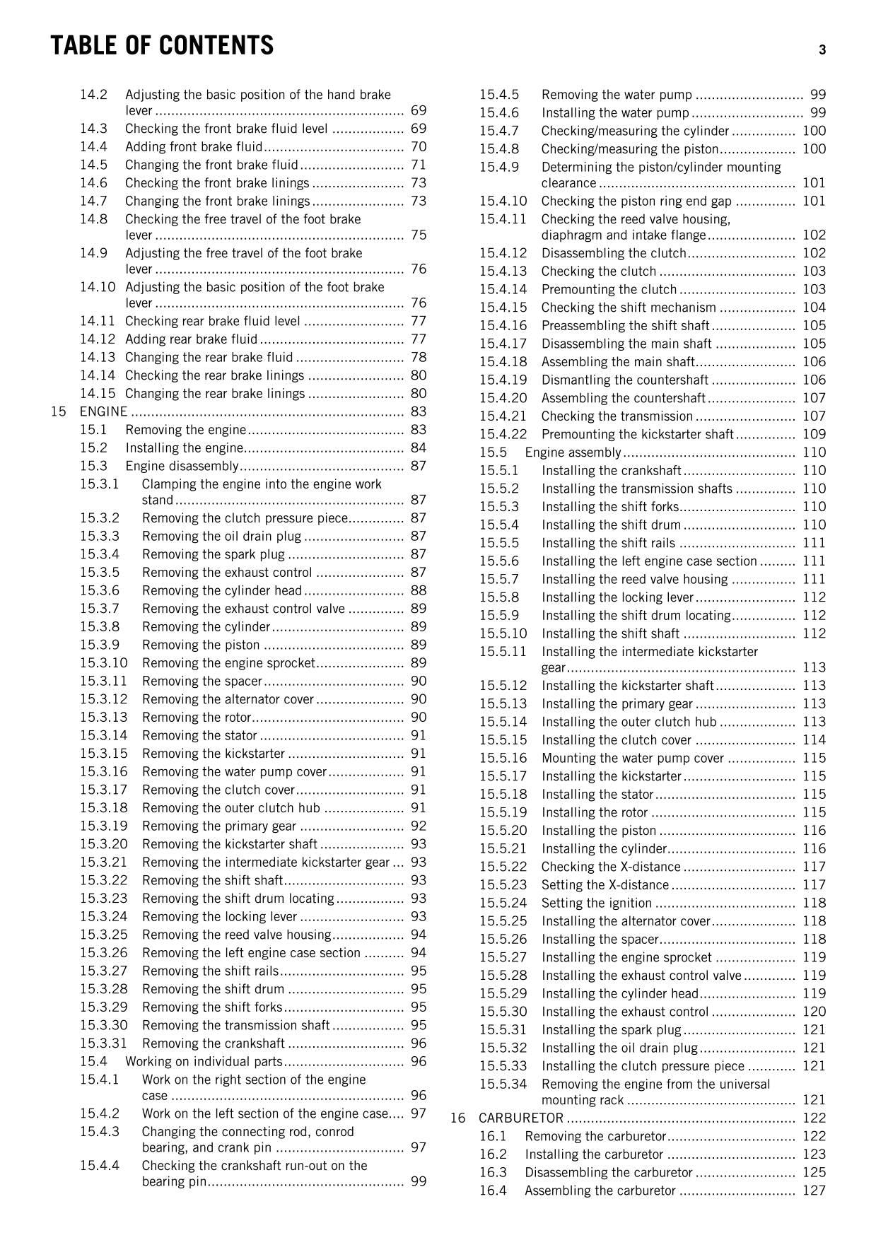 KTM 2015 - 65 SX - Service Workshop Repair Manual