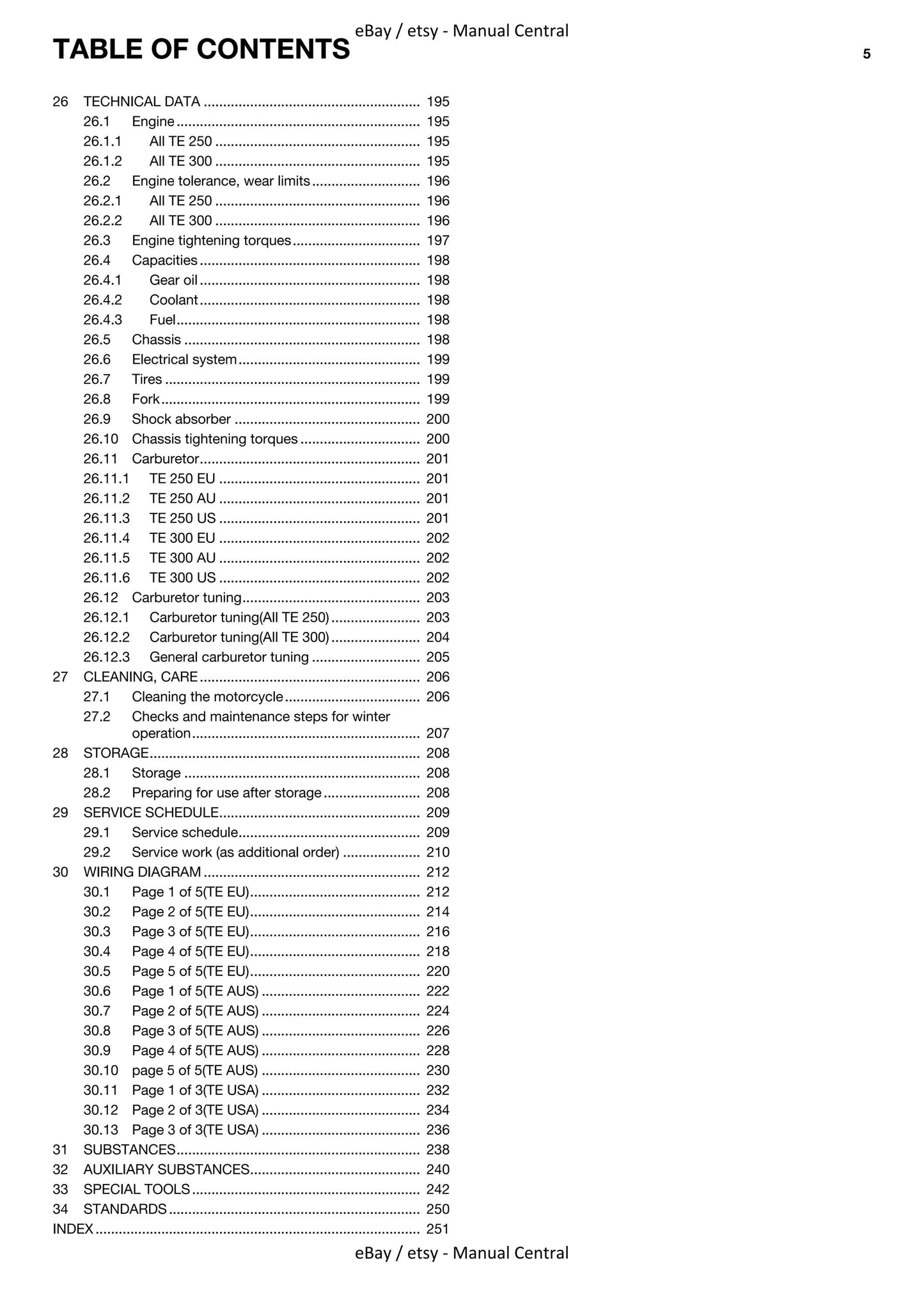 Husqvarna 2014 - TE 250 300 Eu Au Us- Service Workshop Repair Manual