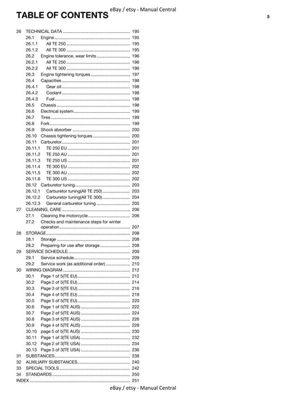 Husqvarna 2014 - TE 250 300 Eu Au Us- Service Workshop Repair Manual
