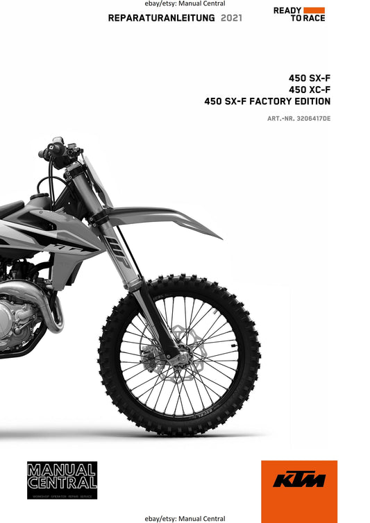 German Language - KTM 2021 - 450 XC-F SX-F Factory Edition - Reparaturanleitung - Service Workshop Repair Manual