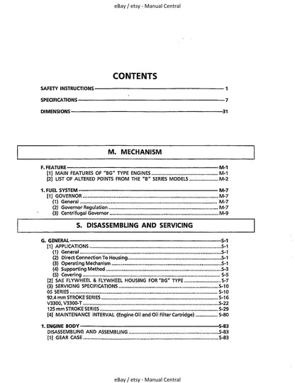 Kubota Diesel Engine - BG Series - Workshop Service Repair Manual