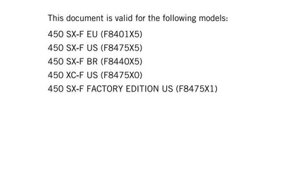 KTM 2024 - 450 Sx-f Xc-f Factory Edition - Service Workshop Repair Manual