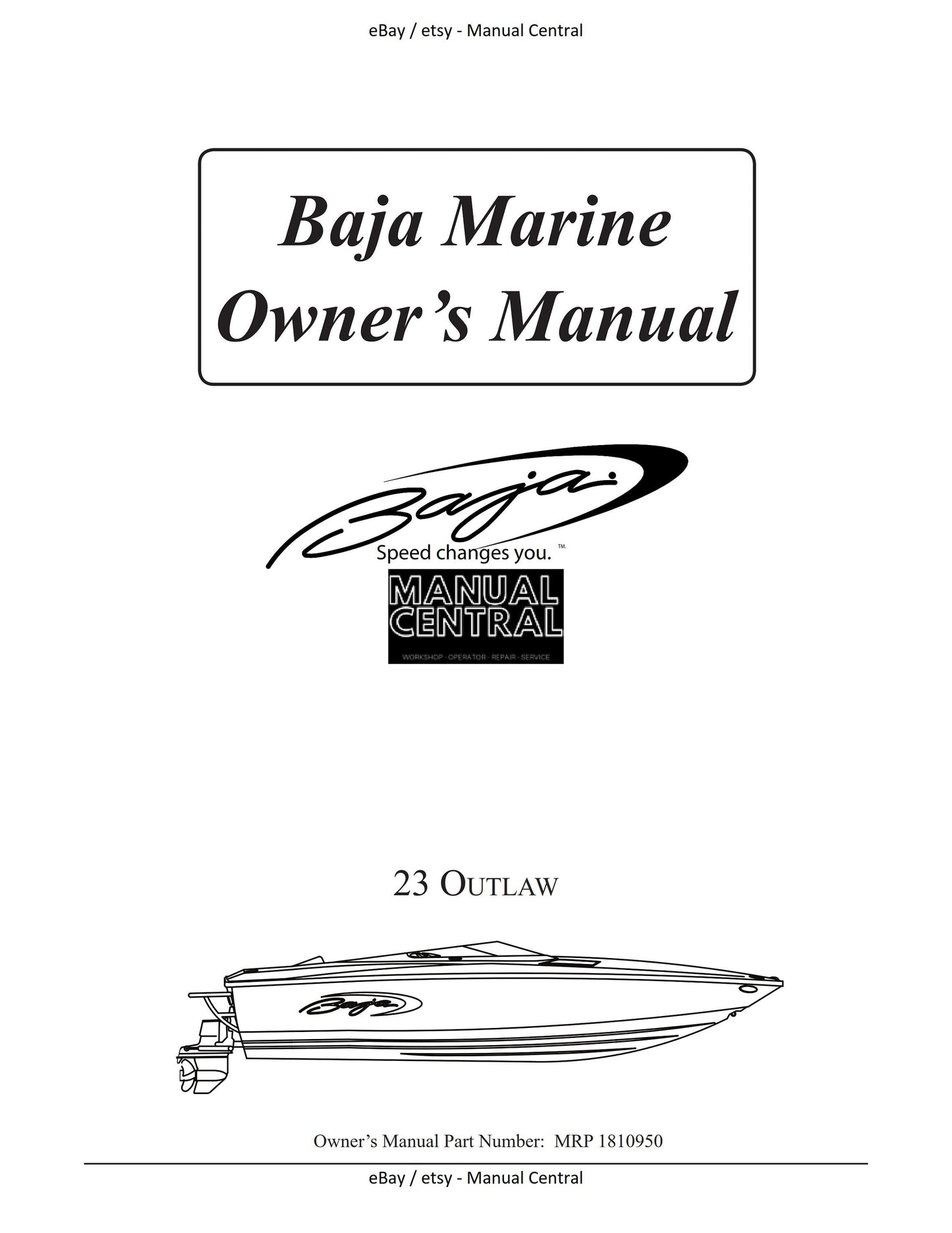 Baja Marine - 23 Outlaw - Owners Manual