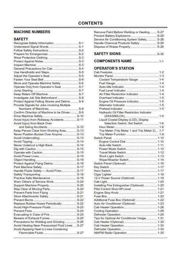 Hitachi Zaxis - 70 70lc 80sb 80sblc 85us - Operators Manual - Excavator