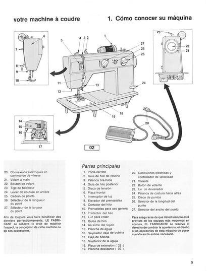 Singer Sewing Machine Model 02 22 - Instruction User Manual
