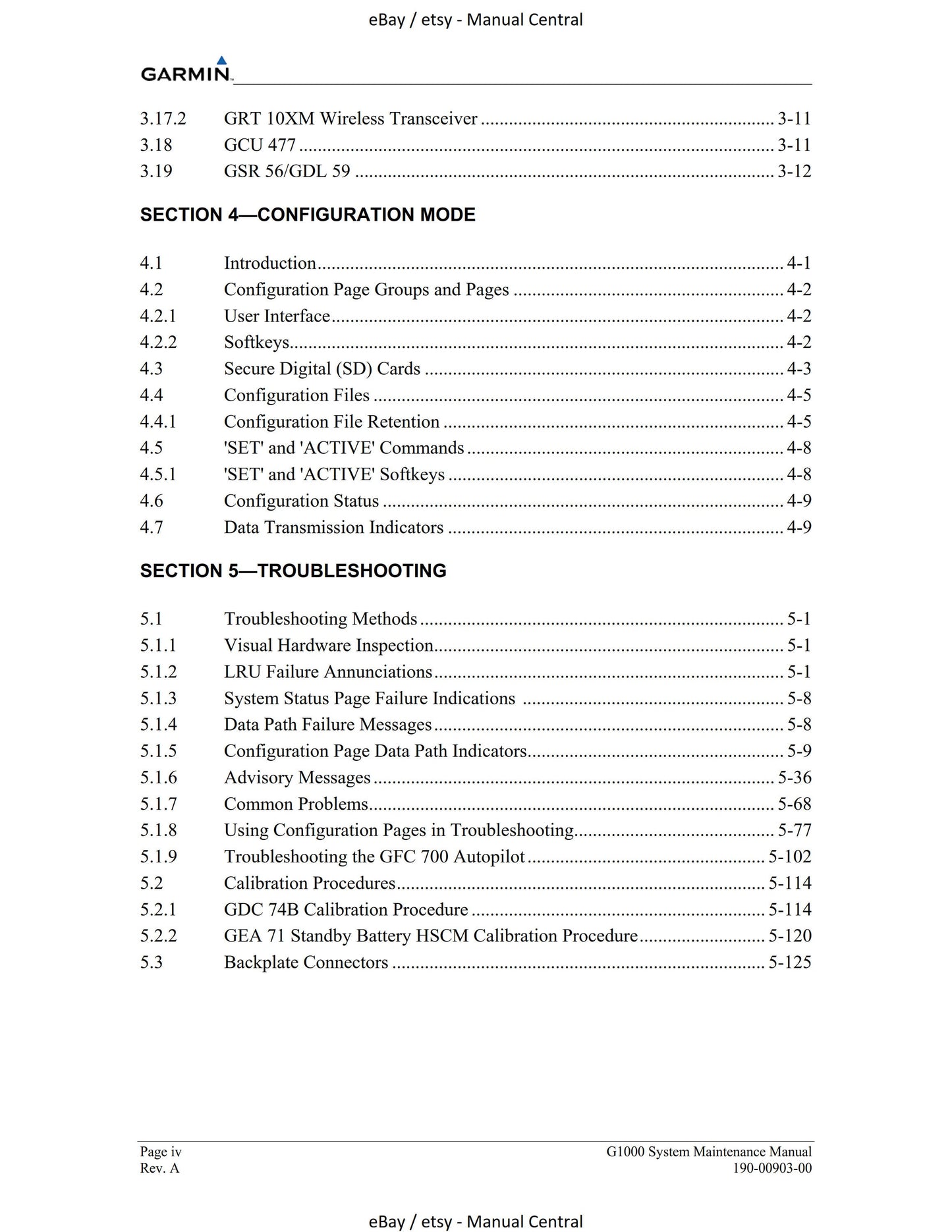 Garmin G1000 - System Maintenance Manual - LJ VLJ Aircraft