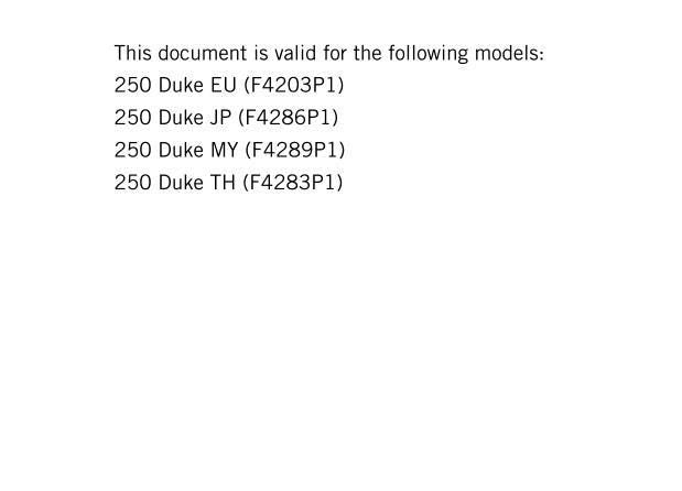 KTM 2016 - 250 Duke - Service Workshop Repair Manual