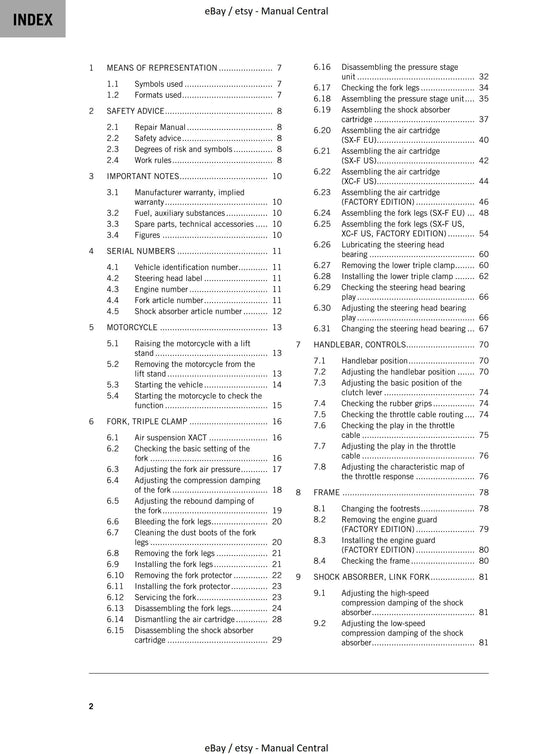 KTM 2023 - 450 Xc-f Sx-f Factory Edition - Service Workshop Repair Manual
