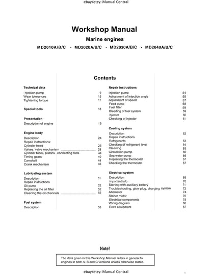 Volvo Penta - Engine - MD2010 MD2020 MD2030 MD2040 - Workshop Service Repair Manual