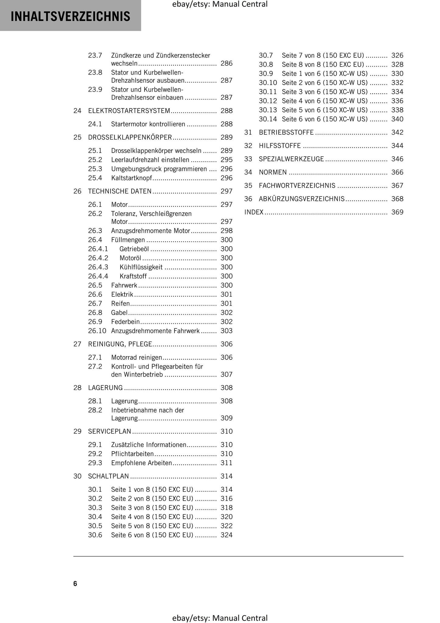 German Language - KTM 2023 - 150 Exc Xc-w  - Reparaturanleitung - Service Workshop Repair Manual
