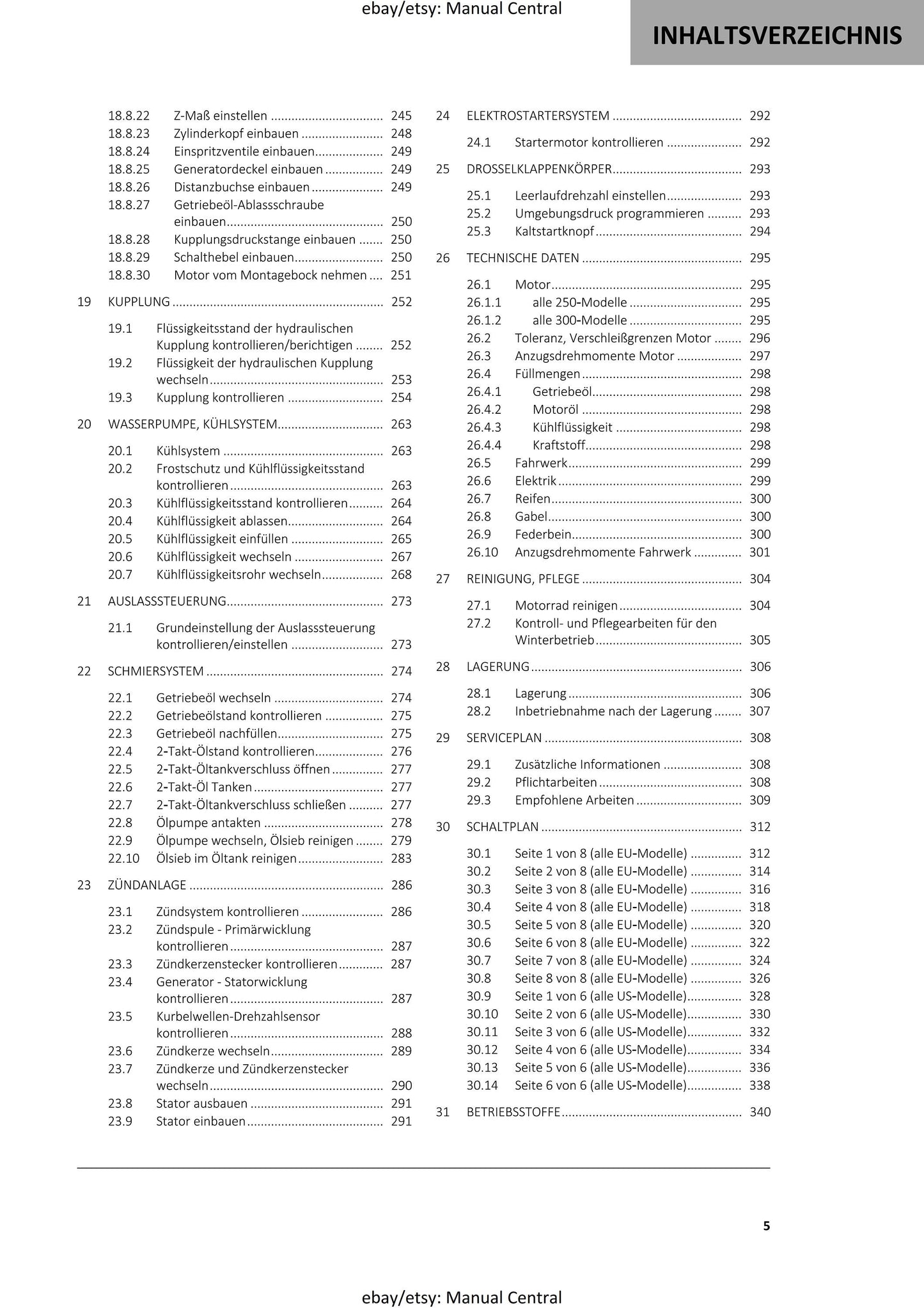 German Language - GASGAS 2023 - EC 250 300 - Reparaturanleitung - Service Workshop Repair Manual