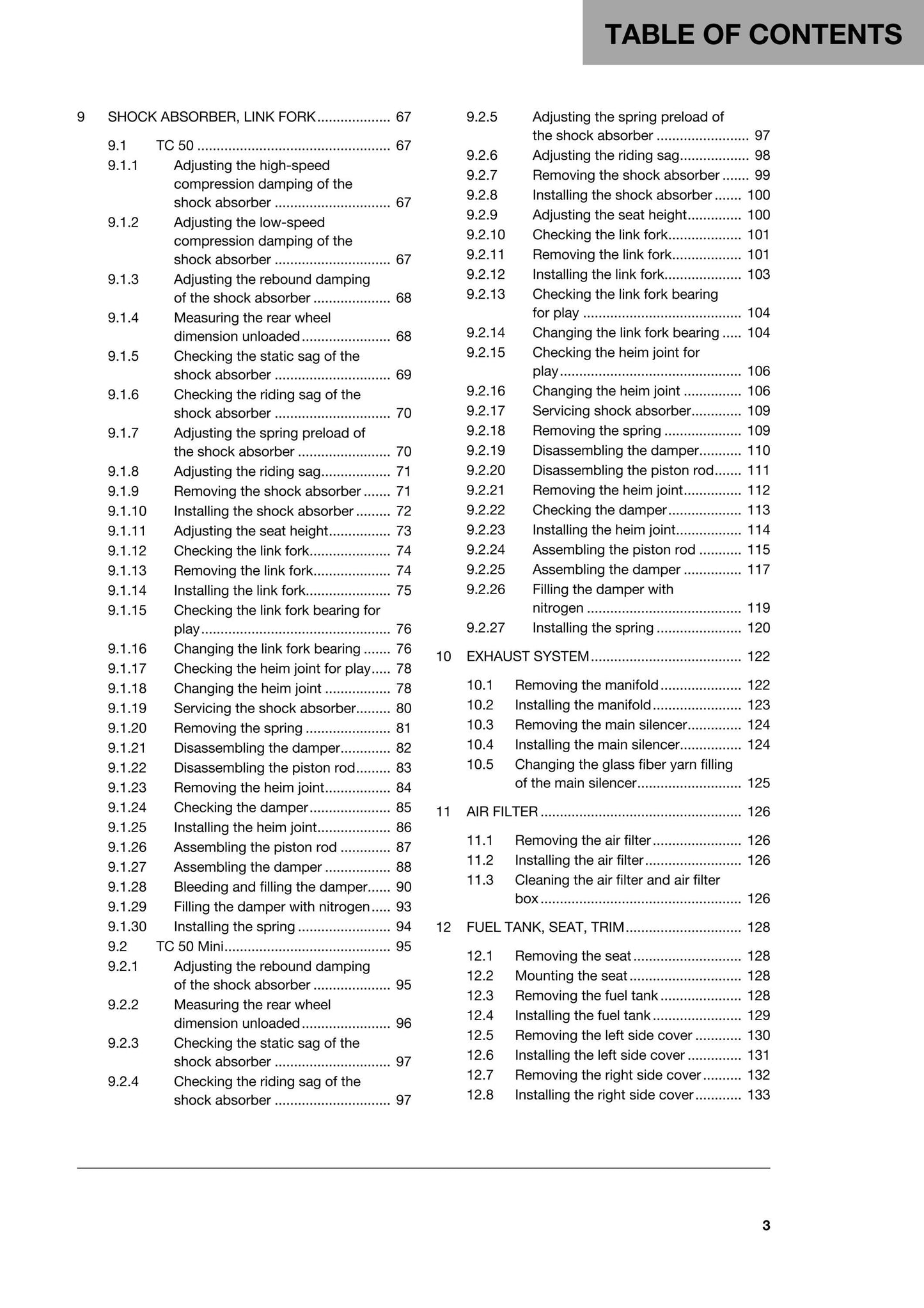 Husqvarna 2018 - TC 50 Mini - Workshop Service Repair Manual