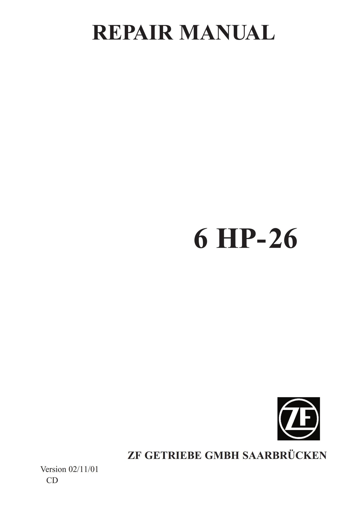 ZF 6 HP 26 - 6HP26 - Service Workshop Repair Manual