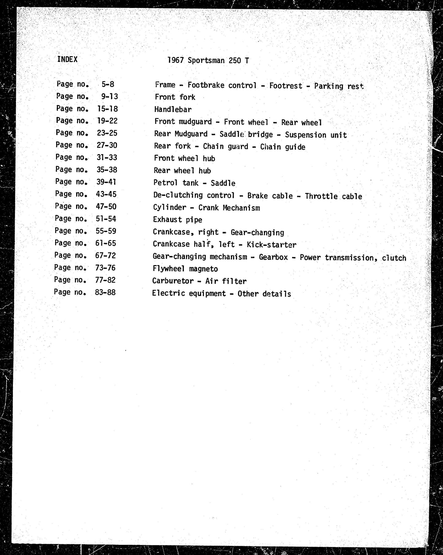 Husqvarna 1967 Motocross 250T - Parts Manual